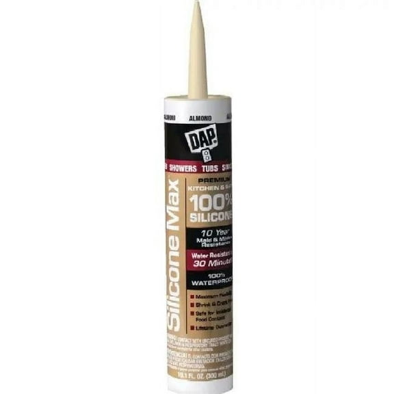 DAP Kitchen & Bath Sealant Silicone Max - Durable, Quick Seal Caulk - 10.1 oz Almond