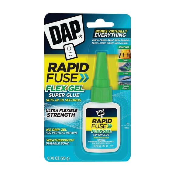 DAP RapidFuse Super Glue Gel Adhesive, Clear, 0.7 oz (7079800178)