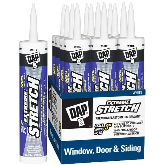 Dap 7079818715 Extreme Stretch Premium Urethanized Sealant, White, 10.1-oz. - Quantity 12