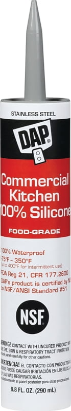 Commercial Kitchen Stainless Steel Silicone Sealant, 9.8 oz Cartridge
