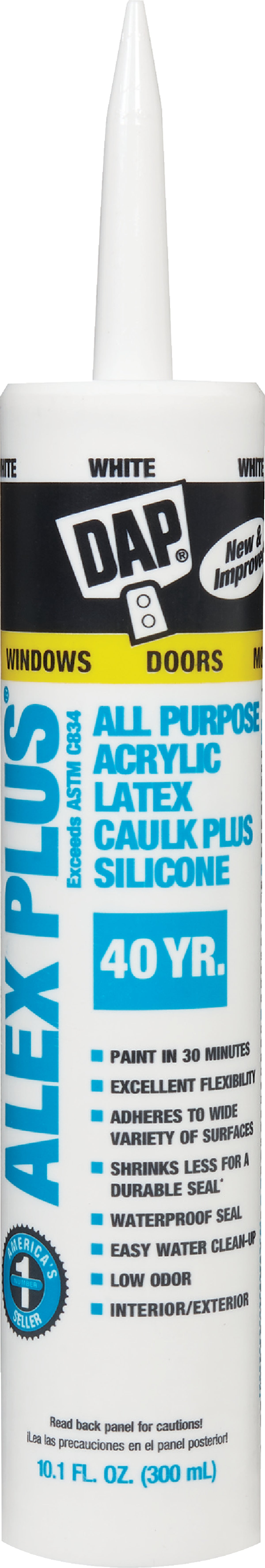 Dap Dap Alex Plus All Purpose Siliconized Acrylic Latex Caulk 10.1 Oz