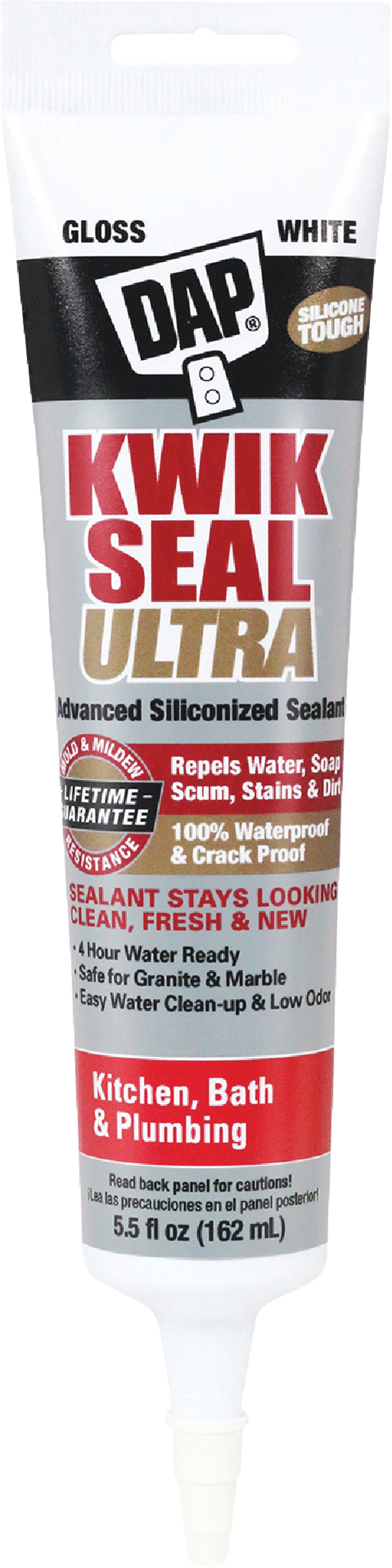 Dap Dap Kwik Seal Ultra Advanced Kitchen & Bath Silicone Sealant 5.5 Oz