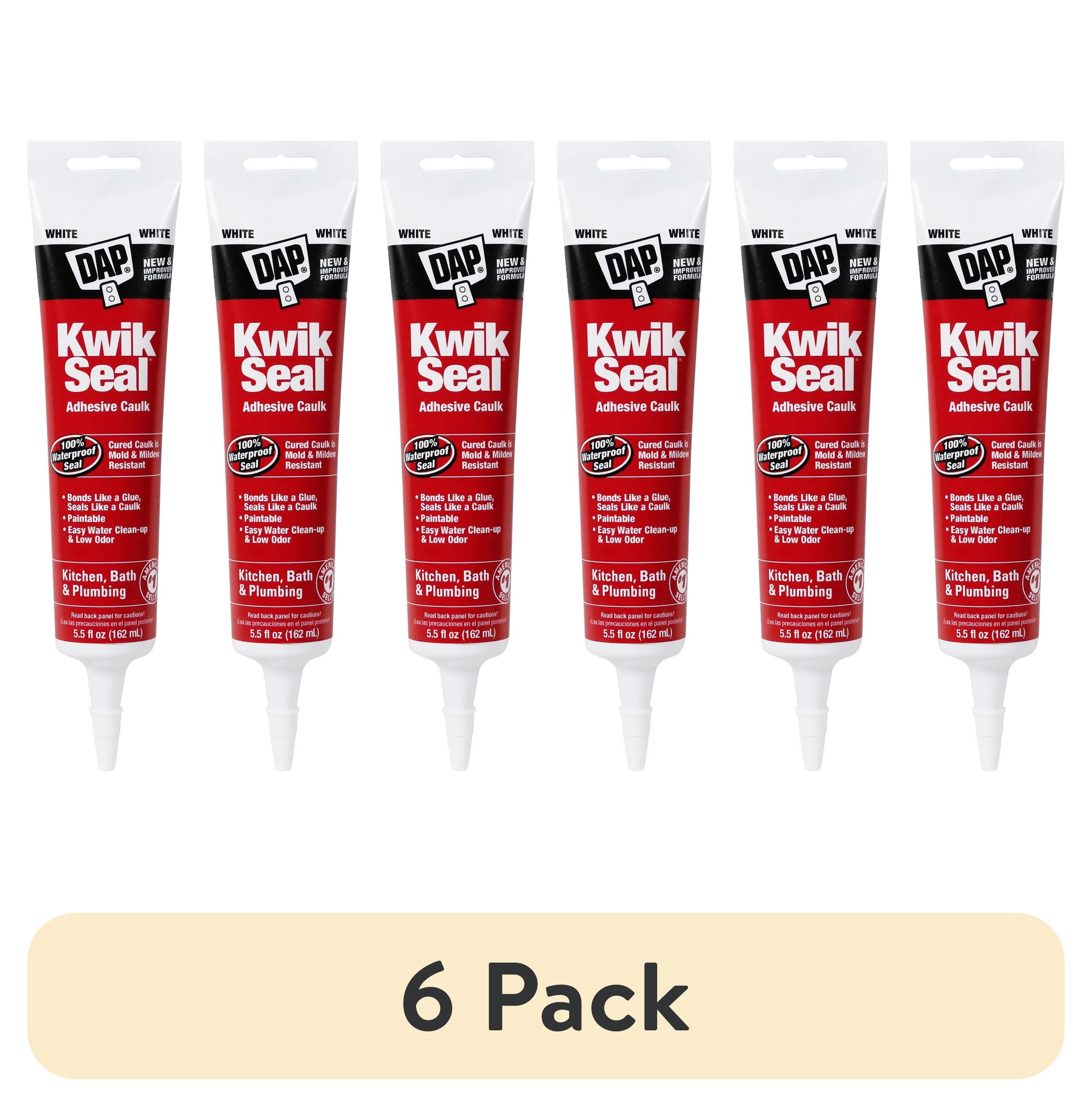 (6 pack) Dap Kwik Seal 5.5 Oz. White Kitchen & Bath Adhesive Caulk 18001