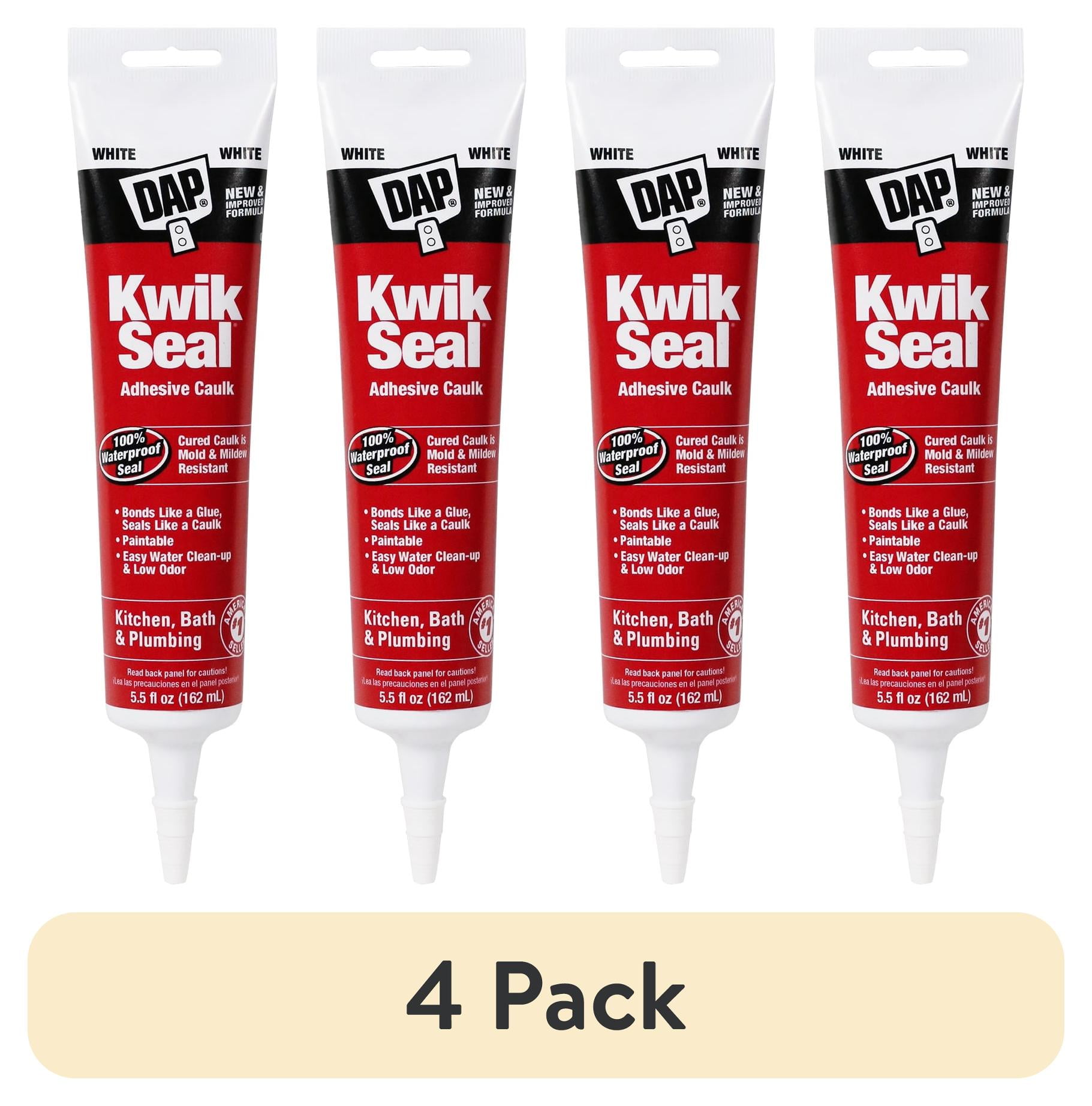 (4 pack) Dap Kwik Seal 5.5 Oz. White Kitchen & Bath Adhesive Caulk