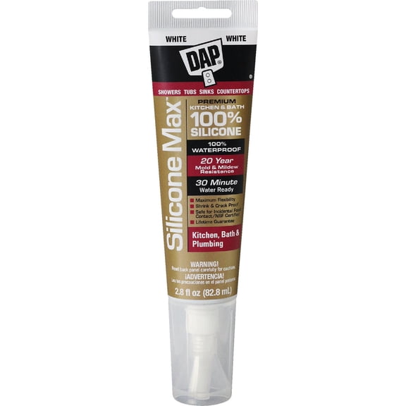 Dap Silicone Max Premium Kitchen, Bath & Plumbing Silicone Sealant - Single Pack