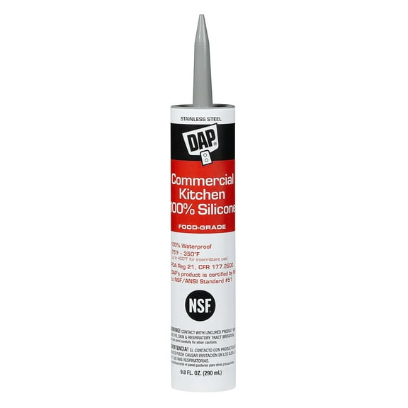 DAP Commercial Kitchen 100% Silicone Sealant: 9.8 fl oz. (Stainless Steel)