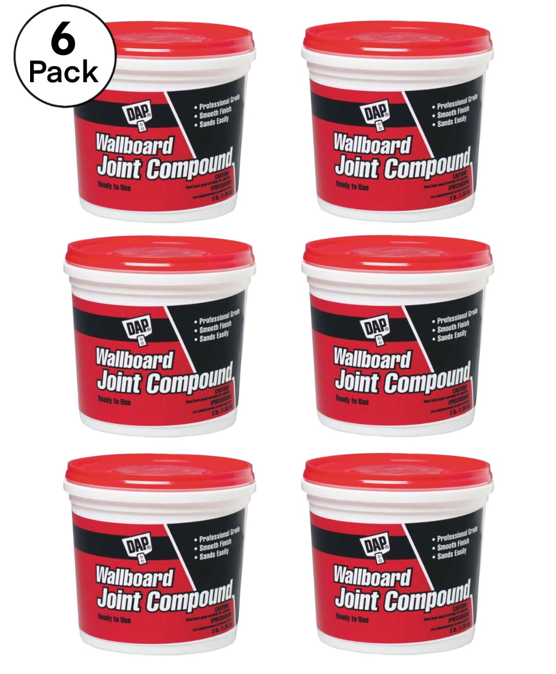 Dap Wallboard Joint Compound 3 Lb, White, Ideal for Drywall & Home Improvement Pack of 6