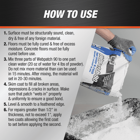 DAP Webpatch 90 Floor Leveler and Patch - Pack of 4 Residential Use, Standard Application