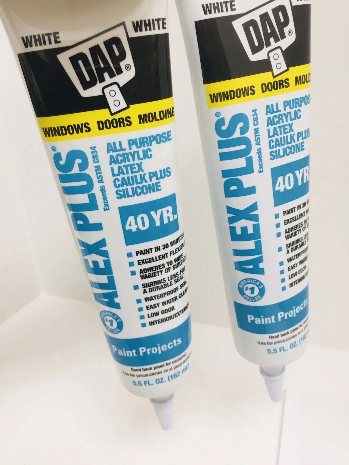 Dap White All Purpose Acrylic Latex Caulk Plus Silicone Lot Of 2