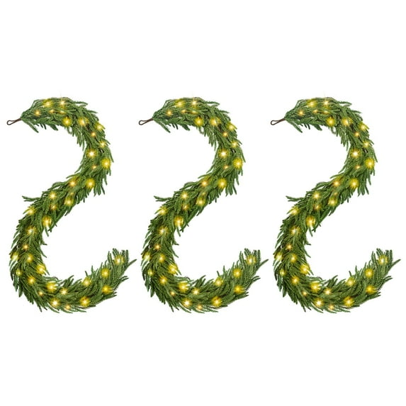 Dapclca Norfolk Pine Garlands with Light ,Pre-Lit Christmas Garland,Dense Norfolk Pine Real Touch Garlandfor Table, Mantle, Staires, Wall, Premium Indoor/Outdoor Christmas Decorations (1, 6ft)