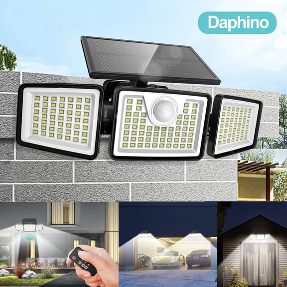 Daphino Solar Outdoor Lights 2500LM Security Lights, 3 Heads Dimmable SpotLights with 3 Modes, IP65 Waterproof outdoorfun