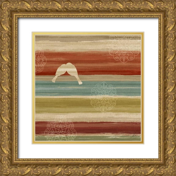 Daphne, Brissonnet 26x26 Gold Ornate Wood Framed with Double Matting Museum Art Print Titled - Mumbai Rainbow Birds II