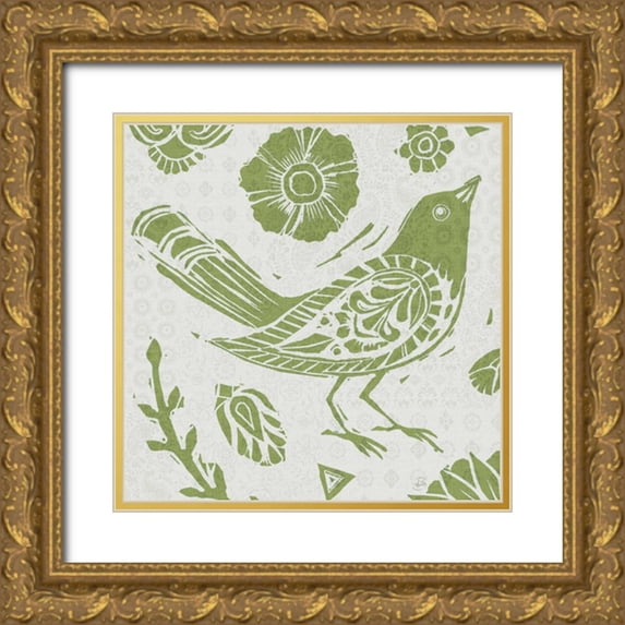 Daphne, Brissonnet 26x26 Gold Ornate Wood Framed with Double Matting Museum Art Print Titled - Nordic Woodcut VII Master