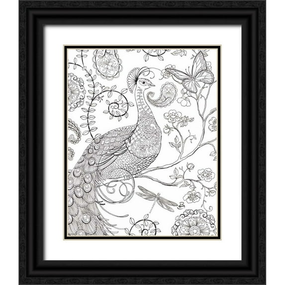 Daphne, Brissonnet 26x32 Black Ornate Wood Framed with Double Matting Museum Art Print Titled - Color My World Ornate Peacock I crop