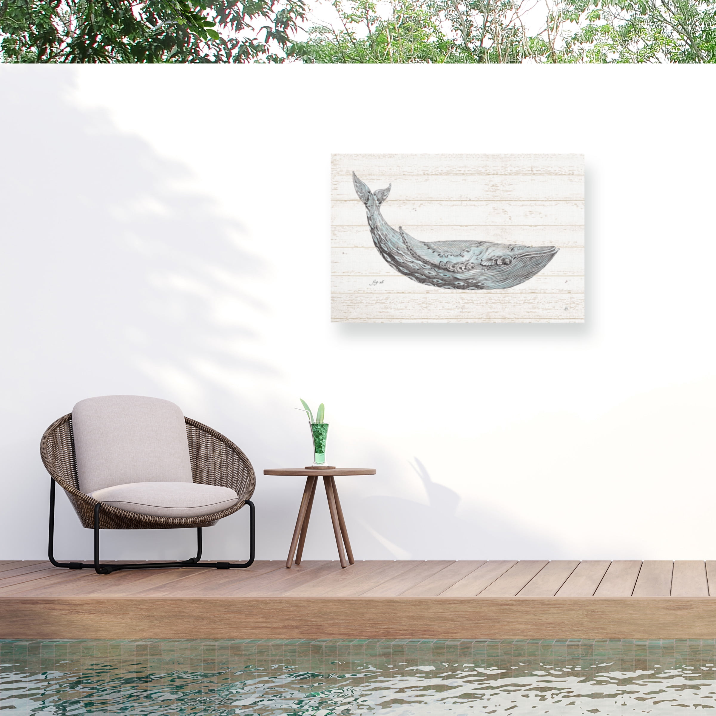 Daphne Brissonnet 'Underwater Life I Blue' Outdoor Canvas 22x32