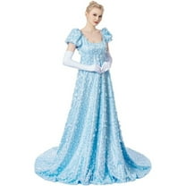 Daphne Themed Blue Lace Regency Dress Women’s Outfit for Tea Party