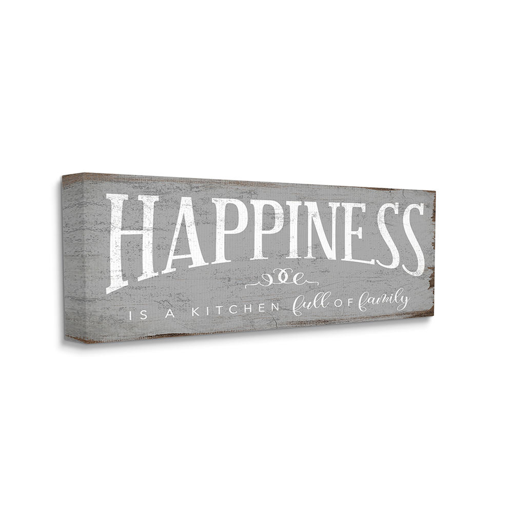Daphne Polselli Industries Happiness is A Full Kitchen Phrase Distressed 48 in x 20 in Drawing Canvas Art Print, by Stupell Home Décor