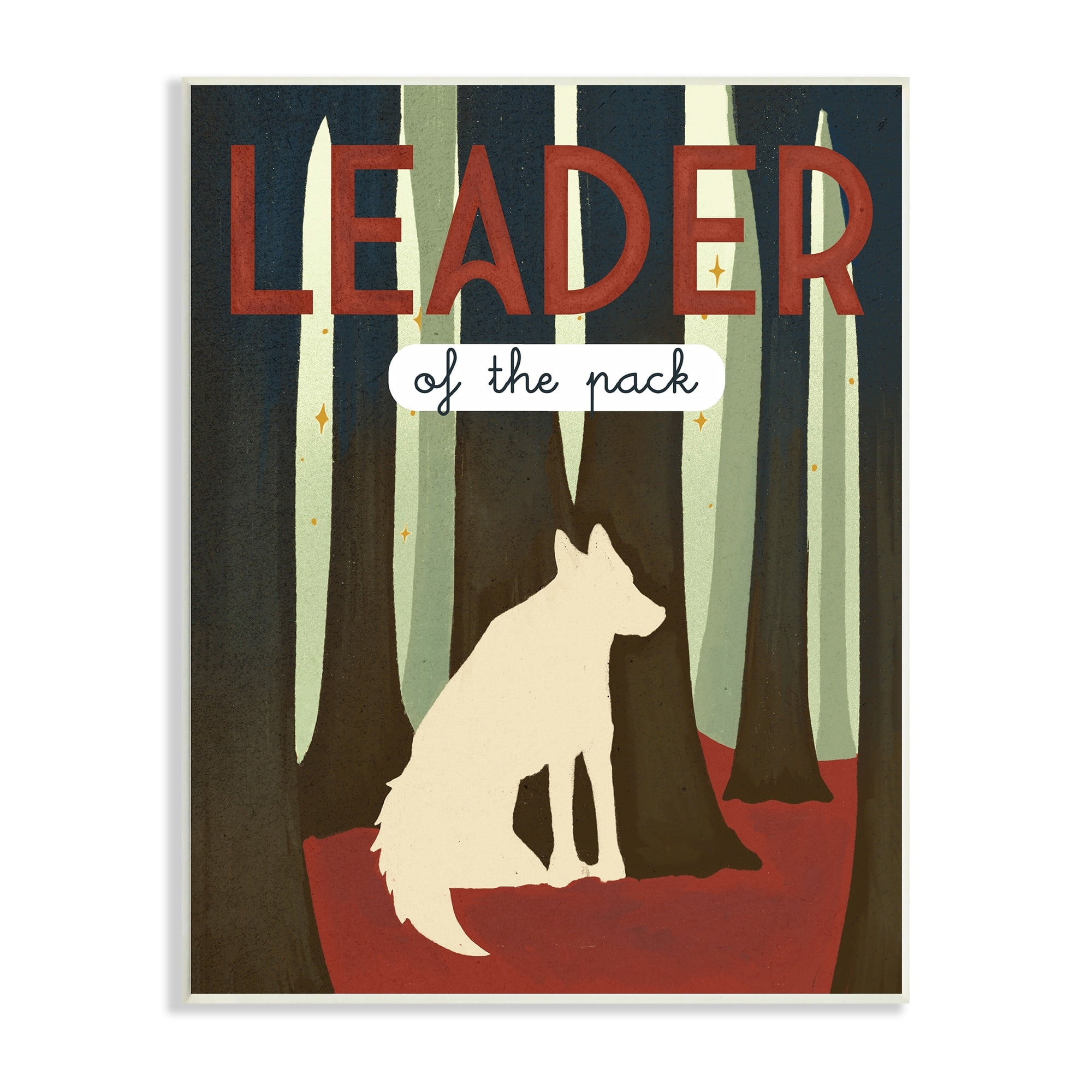 Daphne Polselli Leader Of The Pack Wolf Woodland Trees Rustic Kids 13" x 19" Framed Painting Art Prints by Stupell Home Décor