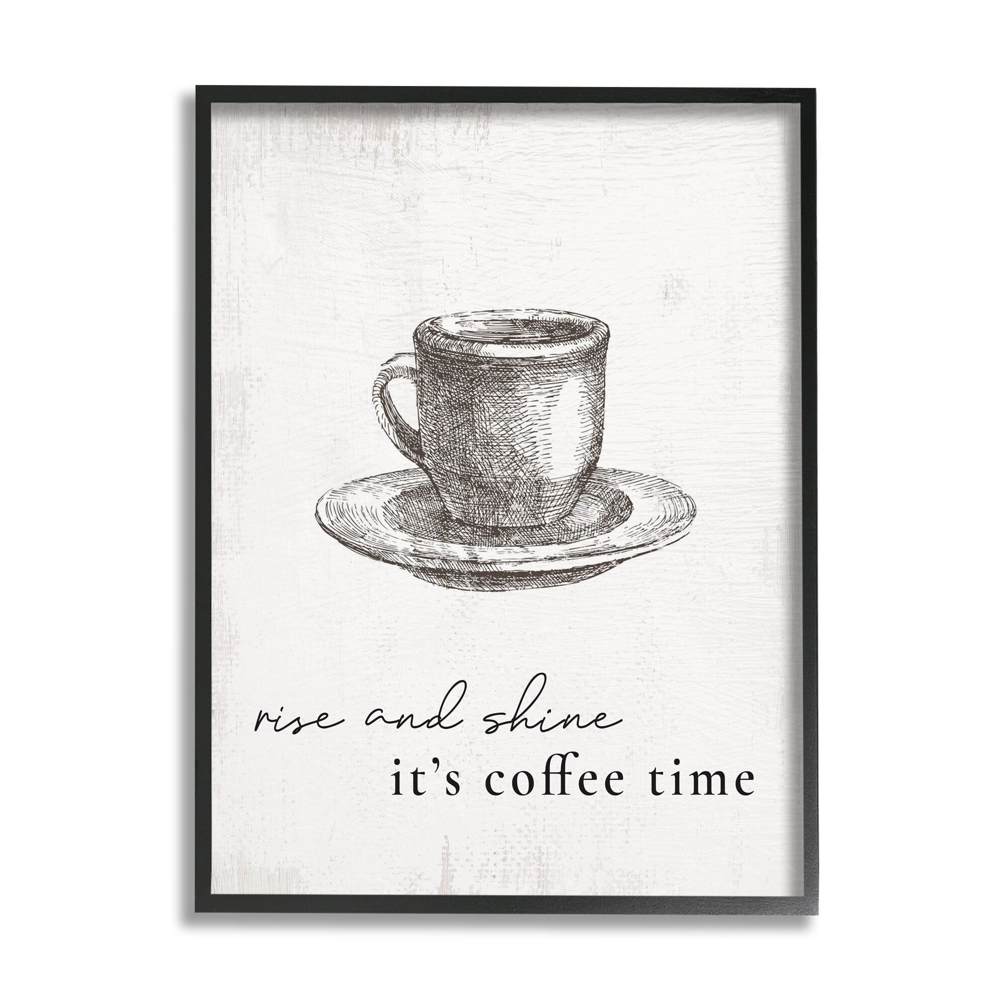 Daphne Polselli Rise and Shine Coffee Time Morning Inspirational Phrase 11 in x 14 in Framed Painting Art Print, by Stupell Home Décor