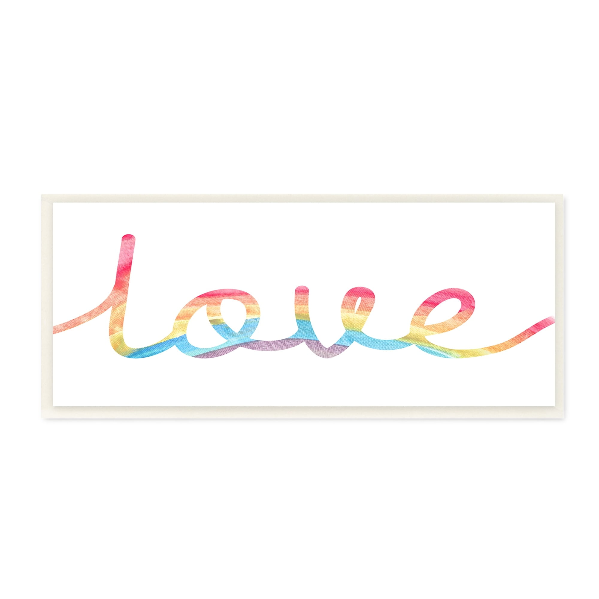 Simplistic Rainbow Love Text Cursive Typography MDF Wall Plaque