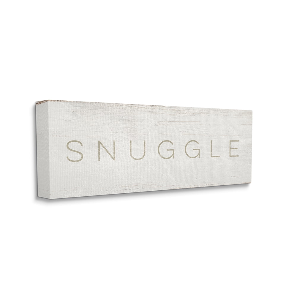 Daphne Polselli Snuggle Text Minimal Distressed Beige Paint 40 in x 17 in Drawing Canvas Art Print, by Stupell Home Décor