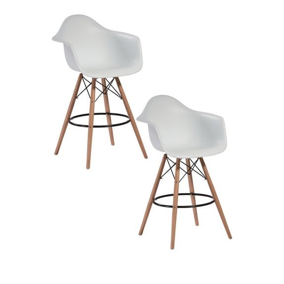 Daphney Bar Stool White Polypropylene Resin  - SET OF 2