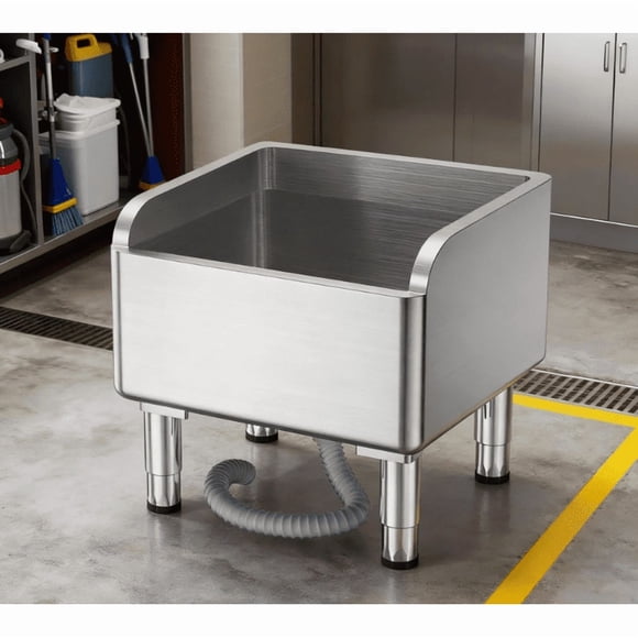 Dapmiu 17.72 Inch Stainless Steel Mop Sink, Heavy Duty Utility Sink for Janitorial & Laundry Room Use