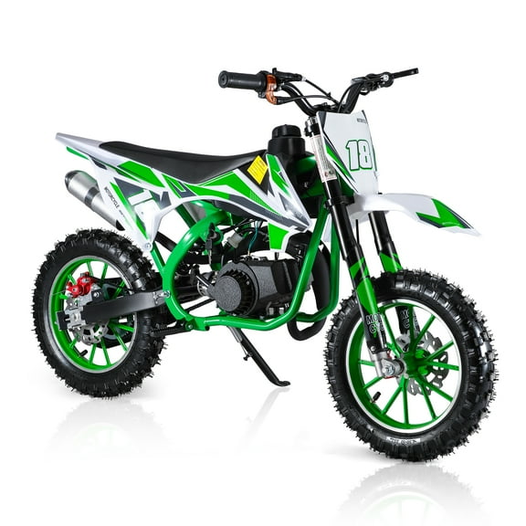 Dapmiu 49CC 2-Stroke Beginner Dirt Bike - Infinitely Variable Gear & Anti-Slip Tires, Ideal for Off-Road Learning, Green