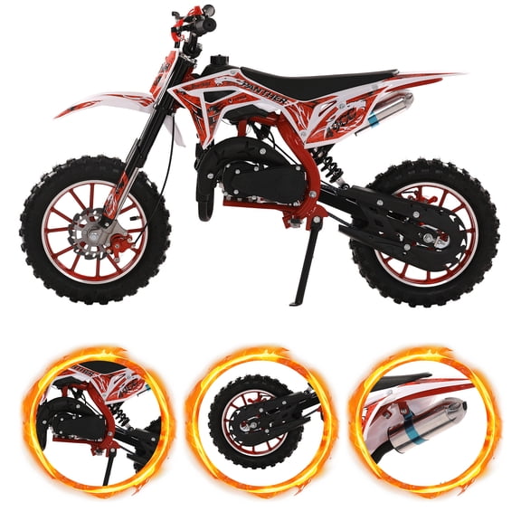 Dapmiu 49CC 2-Stroke Safety Dirt Bike&nbsp;- 1.25KW Power & Rubber Chain Guard, Reinforced Foot Pegs & 330lbs Capacity, Black
