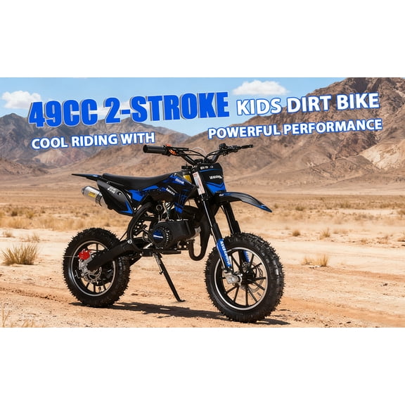 Dapmiu 49CC Comfort Off-Road Motorcycle - 2-Stroke Engine & Soft Seat, 10" Tires & 11" Ground Clearance for Outdoor Fun, Blue