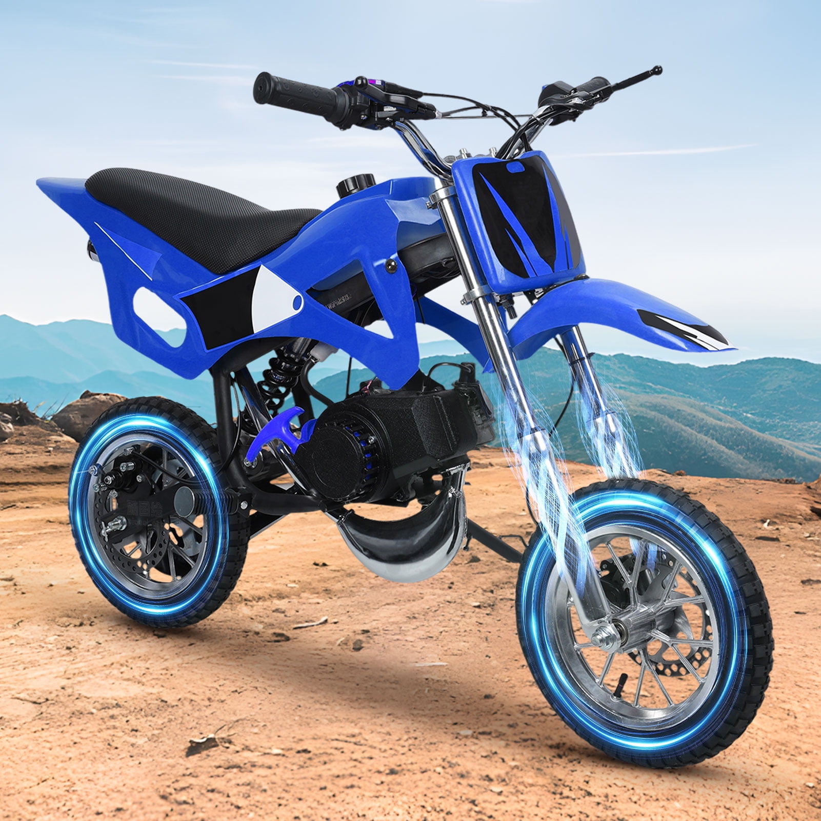 Dapmiu 49CC Upgraded Kids Dirt Bike&nbsp;- Detachable Chain & Plastic Fuel Tank, Front Telescopic Forks & Easy Maintenance, Blue