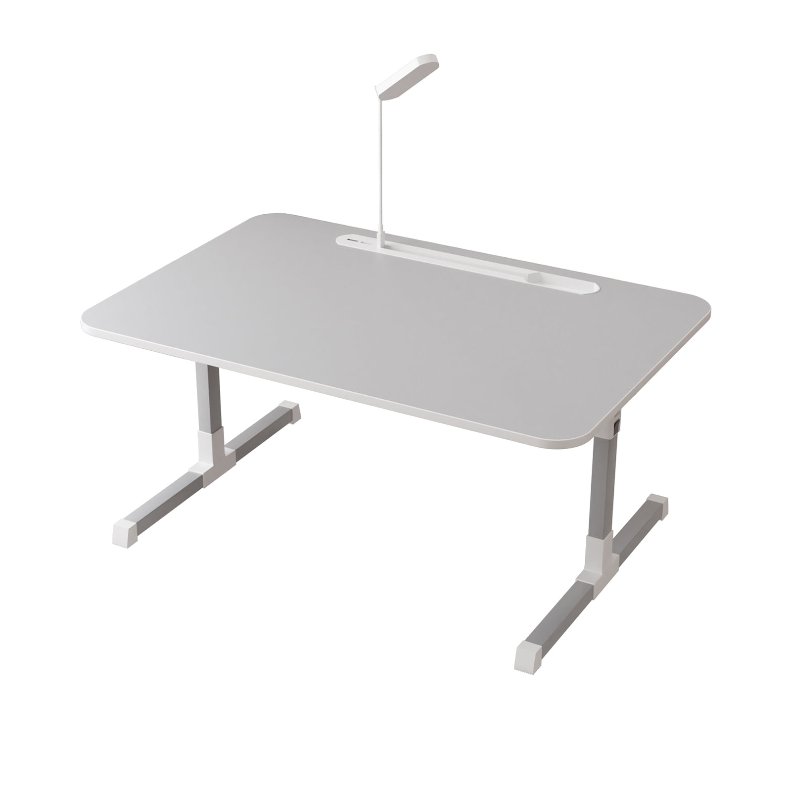 Dapmiu Adjustable Bed Table with Light & Fan, Foldable Laptop Desk 23.6x15.7 Inch, Multi-Function Bed Tray with Storage Drawer