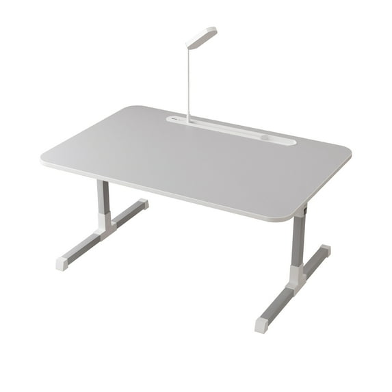 Dapmiu Adjustable Bed Table with Light & Fan, Foldable Laptop Desk 23.6x15.7 Inch, Multi-Function Bed Tray with Storage Drawer