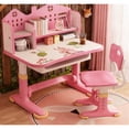 thumbnail image 1 of Dapmiu Adjustable Height Kids Study Desk Chair Set (25.6-27.95 Inches) with Spacious Storage Drawer Pink, 1 of 1