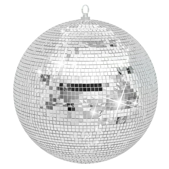 Dapmiu Disco Mirror Ball 12/16/20Inch Options,Glass Mirror Surface Creates Dynamic Light Reflections,Foam Core with Pre-Installed Hanging Ring,Perfect for Party Decor Wedding Christmas Home 16in
