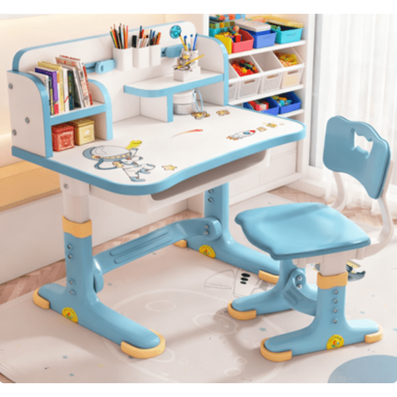 Dapmiu Ergonomic Adjustable Kids Study Desk Chair, Cartoon Pattern, Ideal Gift for Children Blue
