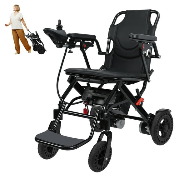 Dapmiu Foldable Electric Wheelchair 18kg - Dual 180W Motors with 20km Range, 110kg Weight Capacity, Quick Fold Design for Car Trunk Storage