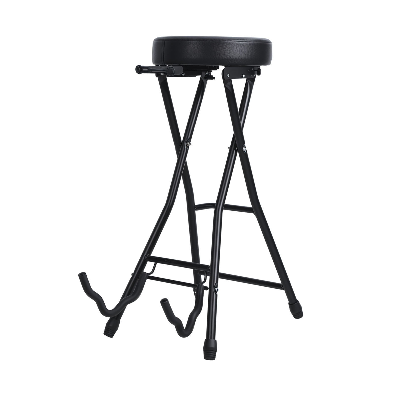 Dapmiu Folding Guitar Stool with Retractable Hook & Built-in Stand, Portable Musician Seat with Foot Rest for Acoustic Electric Bass Guitars