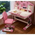 thumbnail image 1 of Dapmiu Golden Distance Design Kids Study Desk & Breathable Chair Set, Promotes Posture & Spinal Health Pink, 1 of 6