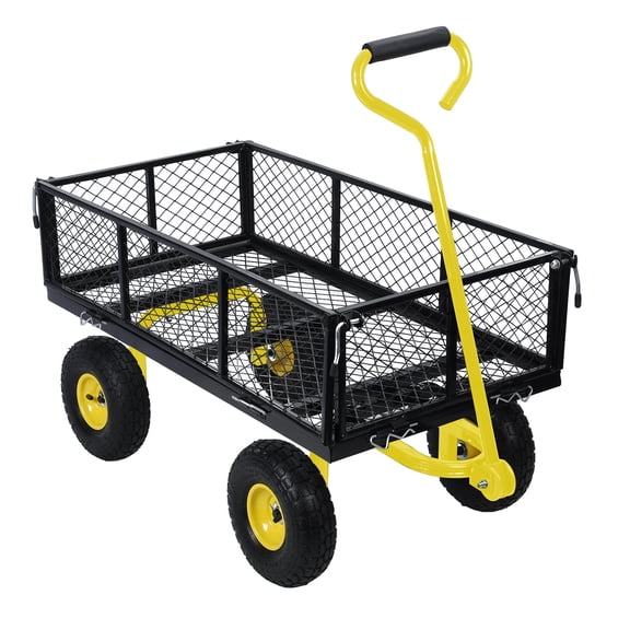 Dapmiu Heavy Duty 1000LBS Garden Cart with Removable Sides & 10" No-Flat Wheels - All Steel Utility Wagon for Yard,Farm,Beach,Lawn Hauling,Moving Soil,Wood, Rocks,and Outdoor Gardening Supplies