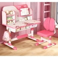 thumbnail image 1 of Dapmiu High-End Eco-Friendly Kids Study Desk Chair, 80CM Large Desktop, Diffuse Reflection Scratch-Resistant Layer Pink, 1 of 7