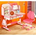 thumbnail image 1 of Dapmiu Kids Home Widened Study Desk & Spine Care Chair Set, E1 Grade Eco Board, Safe & Durable Pink, 1 of 7