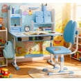 thumbnail image 1 of Dapmiu Kids Study Desk Chair Set with Posture Corrector Design, 80CM Widened Desktop & Scientific Storage Blue, 1 of 2