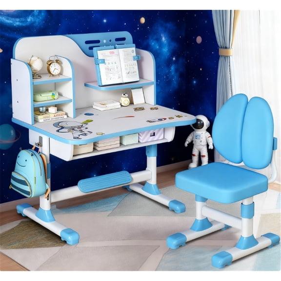 Dapmiu Kids Study Desk Chair with Scientific Zones & Golden Viewing Distance, Aids Focus & Eye Protection Blue