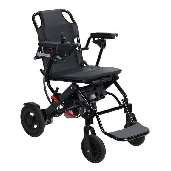 Dapmiu Lightweight Foldable Electric Wheelchair Only 18kg net weight. Dual 180W motors, 110kg load capacity, 20+ km range. One-touch foldable for car trunks. Large footrest & flip-up armrests