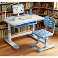 thumbnail image 1 of Dapmiu Multifunctional Kids Desk Set with Large Drawer & Adjustable Book Stand, Includes LED Desk Lamp Blue, 1 of 8