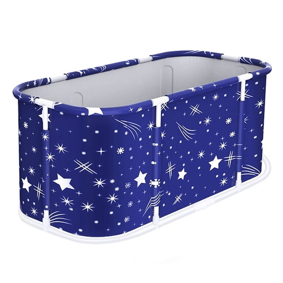 Dapmiu Oxford Cloth Foldable Bathtub, One-Click Folding with Thickened Bracket & Double Drain Holes, Starry Blue Pattern, Portable Soaking Tub for Home and Travel(Starry Sky)