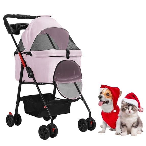 Dapmiu Pet Stroller with Removable Carrier,8KG Capacity Dog & Cat Stroller,Foldable with 360 Wheels & Safety Belt - Breathable Mesh,Large Storage Basket,Ideal for Walking,Shopping, and Travel