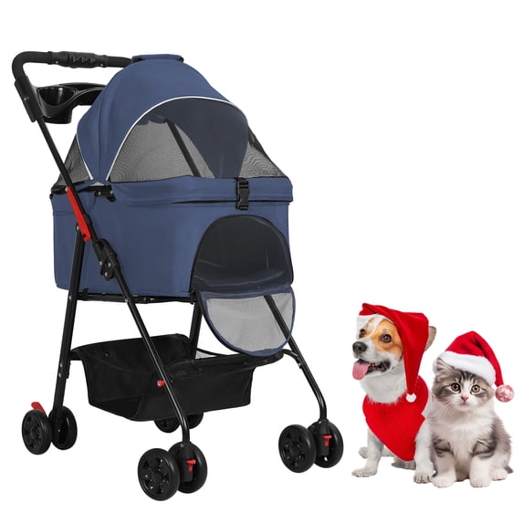 Dapmiu Pet Stroller with Removable Carrier,8KG Capacity Dog & Cat Stroller,Foldable with 360 Wheels & Safety Belt - Breathable Mesh,Large Storage Basket,Ideal for Walking,Shopping, and Travel