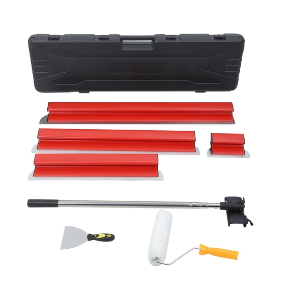 Dapmiu Professional Extendable Drywall Taping Knife Set | 5 Sizes 20-100cm, Aircraft Aluminum Case, Stainless Steel Blades (Red)